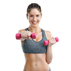 Poster - The more serious you are, the more fun it becomes. Studio shot of a fit young woman in sportswear isolated on white.