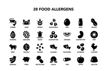 Food Allergen Icon Set On White Background
