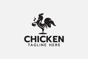 Sticker - chicken soup and cafe logo with a rooster holding a bowl.