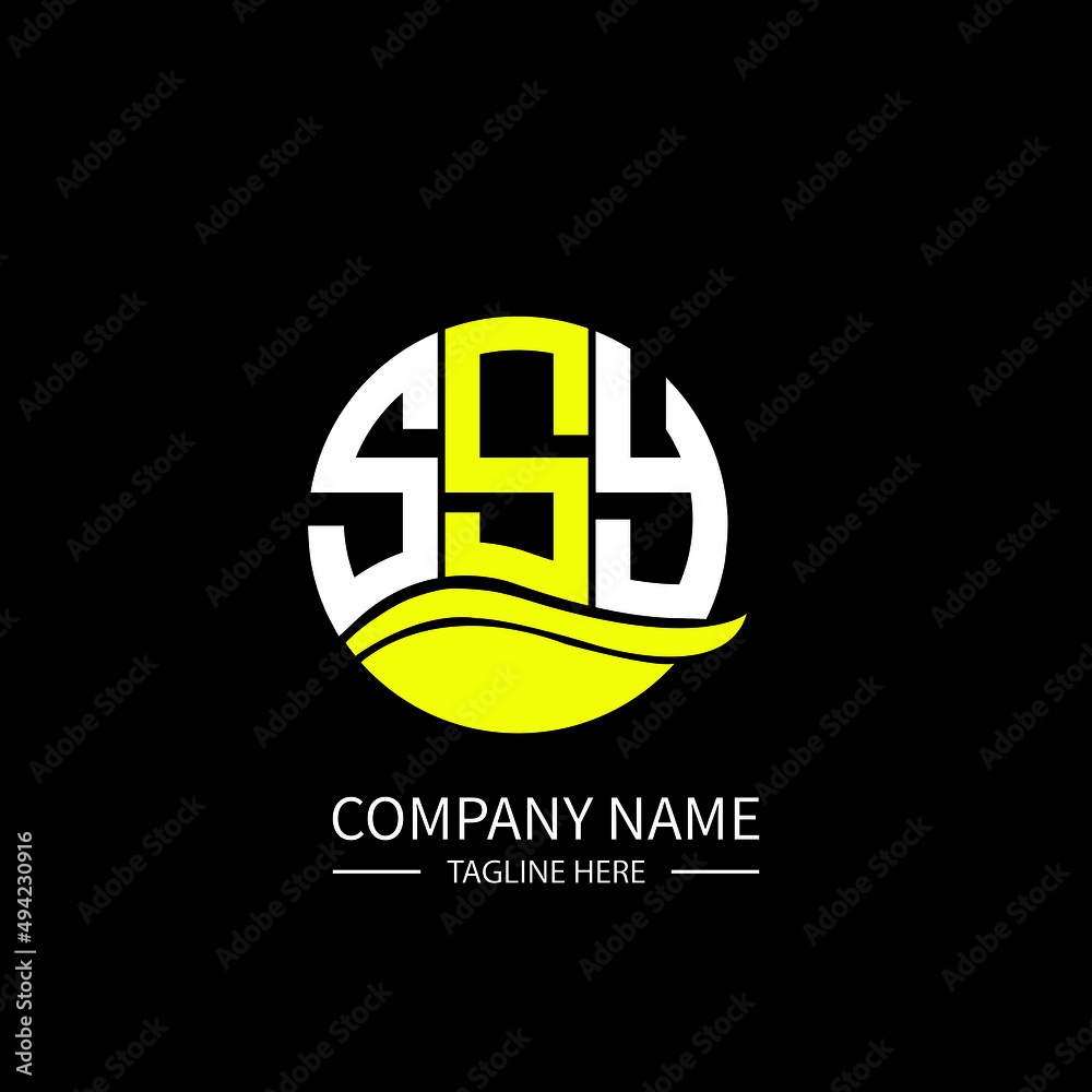 SSY logo monogram isolated on circle element design template, SSY letter logo design on black background. SSY creative initials letter logo concept. SSY letter design.