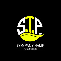 Fototapete - STP logo monogram isolated on circle element design template, STP letter logo design on black background. STP creative initials letter logo concept.  STP letter design.
