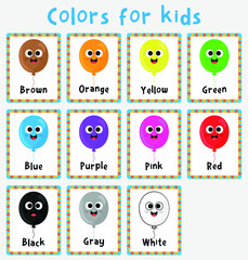 Wall Mural - Colored balloons  flash cards on colors for children