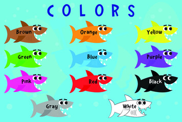 Wall Mural - Colors cute fish poster for kids