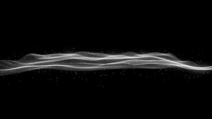 Poster - Abstract Network Mesh Waving Fx Background Loop/ 4k animation of an abstract fractal background with mesh surface and particle lines waving and seamless looping