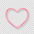 Valentine's day rose pink heart shape frame. Mother day, Valentin 3d icon isolated on transparent background. Vector illustration.