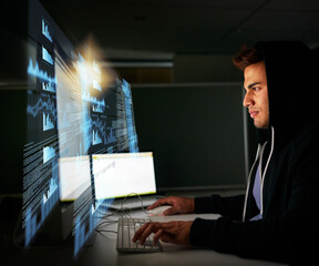 Aufkleber - The code is coming along nicely. Cropped shot of a handsome young male computer programmer working on new code.