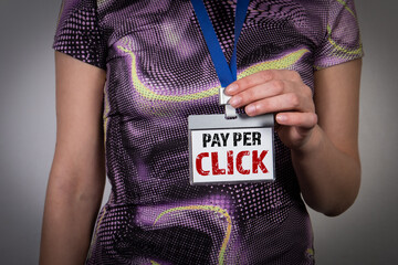 Canvas Print - PAY PER CLICK. Staff identity with blue ribbon