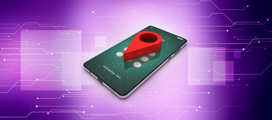 Fototapete - 3d illustration mobile GPS navigation concept
