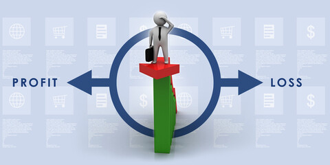 Poster - 3d rendering business man with pie graph
