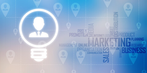 Poster - 2d rendering business leadership with bulb
