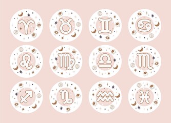 horoscope elements vector - zodiac astrology signs set. esoteric symbols for logo or icons.