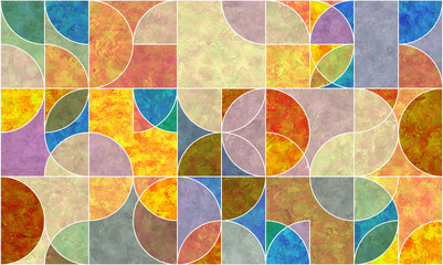 Poster - Scandinavian style pattern Abstract geometric art painting colorful background in Bauhaus style.