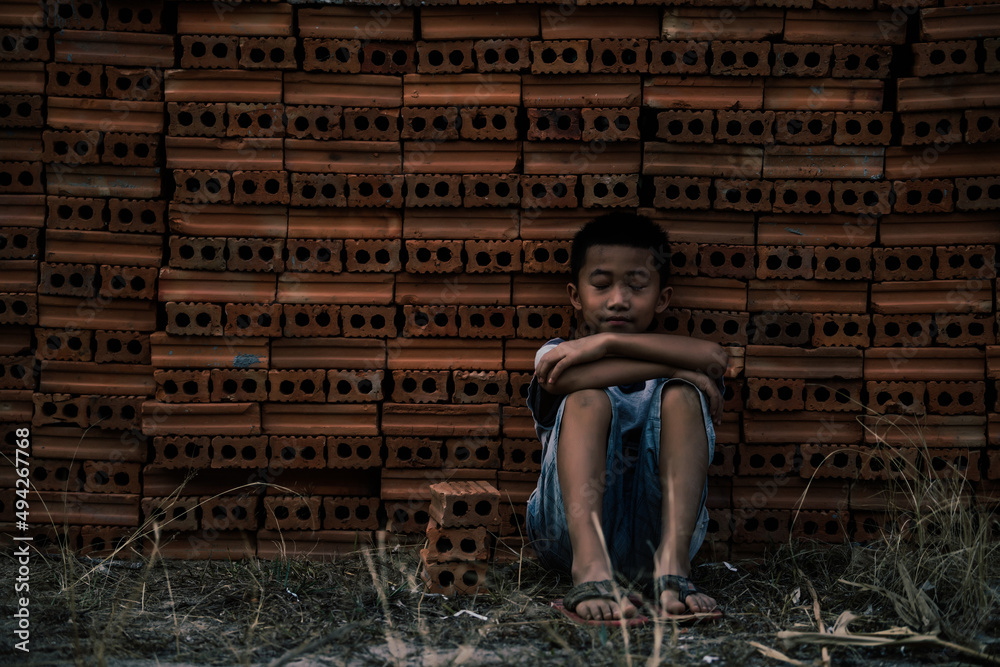 Children are forced to work in the construction area. Human rights ...