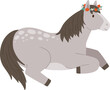 © Good Studio - Little Horse in Floral Wreath Childish Cartoon Illustration