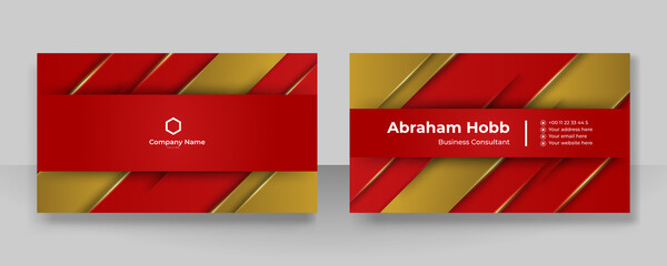 Modern Red Gold Business Card - Creative and Clean Business Card Template