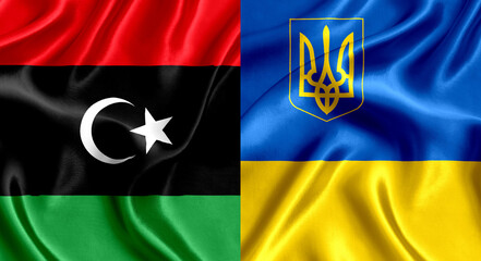 Wall Mural - Flag of Libya and Ukraine