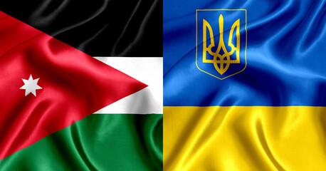 Wall Mural - Flag of Jordan and Ukraine