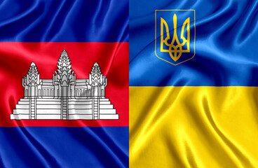 Wall Mural - Flag of Cambodia and Ukraine