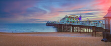 Brighton Pier, UK  During Sunset