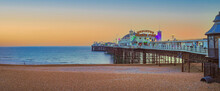 Brighton Pier, UK  During Sunset