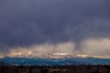 storm clouds. stormy front range landscape in colorado on sunset