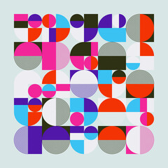 Poster - Modernism Aesthetics Inspired Vector Graphic Pattern Made With Abstract Geometric Shapes