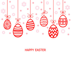 Wall Mural - Easter  card with hang decorative eggs