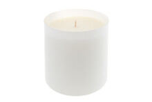 White Glass Candle Isolated On White Background