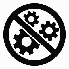 Poster - Do not repair. No settings. Icon prohibition gear. Shopping cart isolated minimal single flat linear icon for application and info-graphic. 