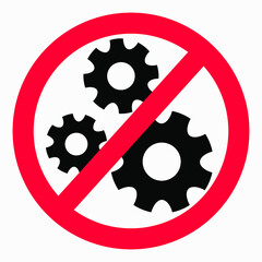 Poster - Do not repair. No settings. Icon prohibition gear. Shopping cart isolated minimal single flat linear icon for application and info-graphic. 
