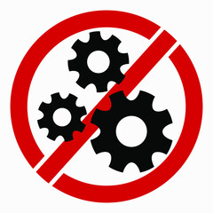 Poster - Do not repair. No settings. Icon prohibition gear. Shopping cart isolated minimal single flat linear icon for application and info-graphic. 