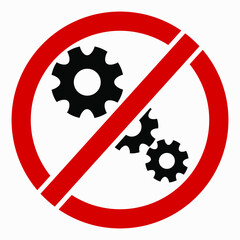 Poster - Do not repair. No settings. Icon prohibition gear. Shopping cart isolated minimal single flat linear icon for application and info-graphic. 