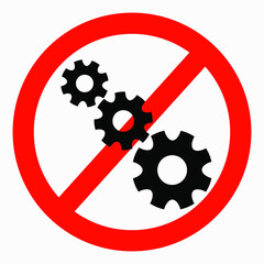 Poster - Do not repair. No settings. Icon prohibition gear. Shopping cart isolated minimal single flat linear icon for application and info-graphic. 