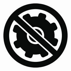 Poster - Do not repair. No settings. Icon prohibition gear. Shopping cart isolated minimal single flat linear icon for application and info-graphic. 