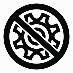Poster - Do not repair. No settings. Icon prohibition gear. Shopping cart isolated minimal single flat linear icon for application and info-graphic. 