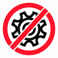 Poster - Do not repair. No settings. Icon prohibition gear. Shopping cart isolated minimal single flat linear icon for application and info-graphic. 