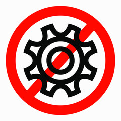 Poster - Do not repair. No settings. Icon prohibition gear. Shopping cart isolated minimal single flat linear icon for application and info-graphic. 