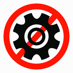 Poster - Do not repair. No settings. Icon prohibition gear. Shopping cart isolated minimal single flat linear icon for application and info-graphic. 