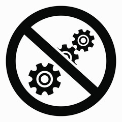 Poster - Do not repair. No settings. Icon prohibition gear. Shopping cart isolated minimal single flat linear icon for application and info-graphic. 