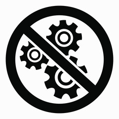 Poster - Do not repair. No settings. Icon prohibition gear. Shopping cart isolated minimal single flat linear icon for application and info-graphic. 
