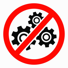 Poster - Do not repair. No settings. Icon prohibition gear. Shopping cart isolated minimal single flat linear icon for application and info-graphic. 