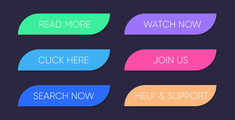 Poster - Set of multi-colored buttons using the gradient for websites and social pages.