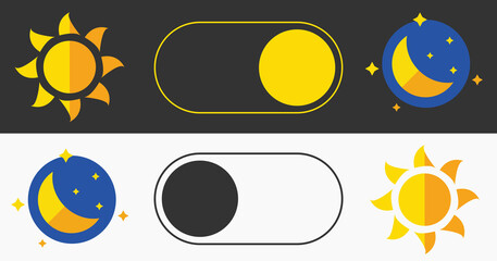 Poster - Sleeping mode turn on, off. On Off Switch. Light and Dark Buttons. Simple dark mode