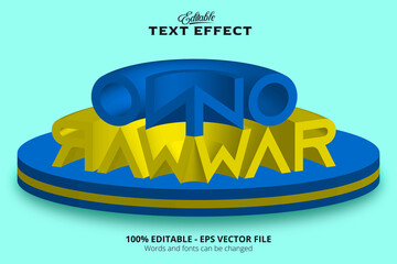 Wall Mural - Editable text effect, blue background, 3D style text effect No War Ukraine text
