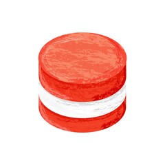 Wall Mural - Hand-drawn red and white macaron chalk on the white background. Vector illustration. 