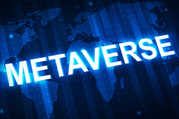 Poster - Modern Metaverse Technology Concept Abstract Background with Glowing Typography. Futuristic Tech backdrop