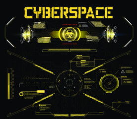 Poster - Futuristic Vector HUD Interface Screen Design. Digital callouts titles. HUD UI GUI futuristic user interface screen elements set. High tech screen for video game. Sci-fi concept design.