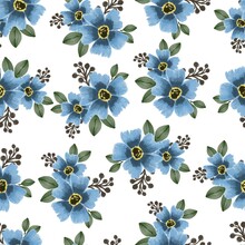 Seamless Pattern Of Blue Floral For Fabric And Wallapaper