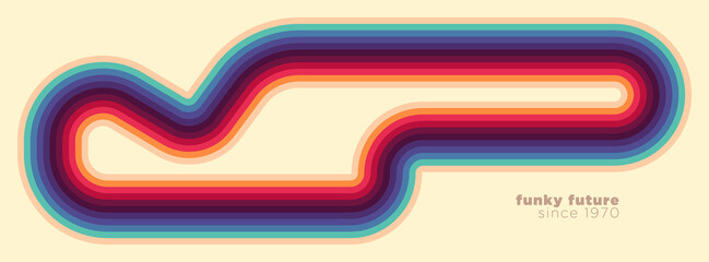 Wall Mural - Abstract futuristic design in retro style with colorful lines. Vector illustration.