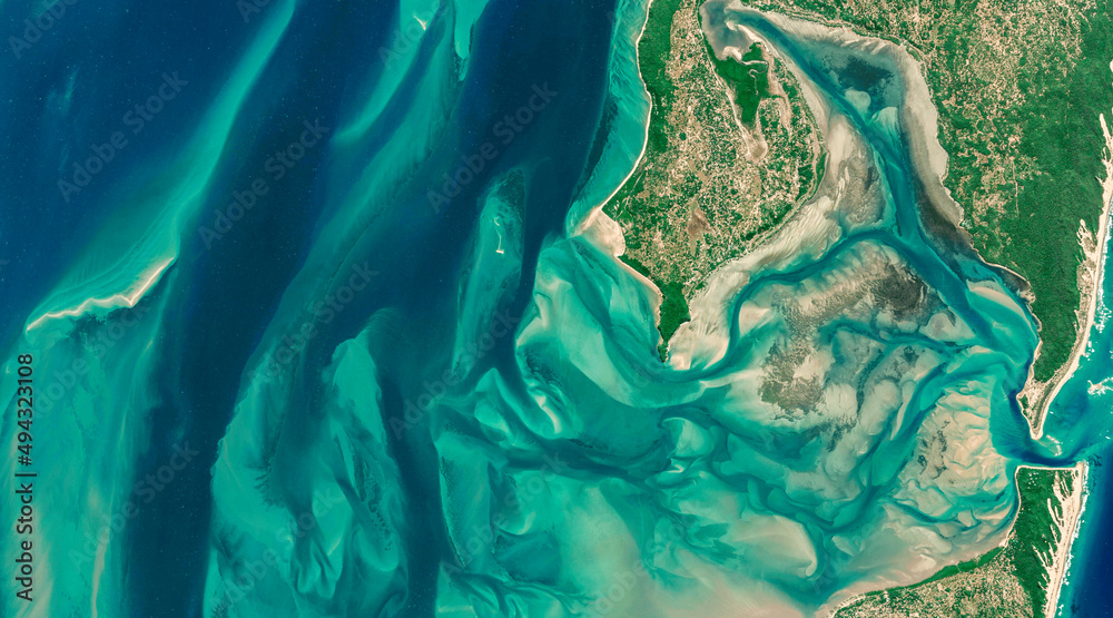 ภาพถ่าย Stock Satellite view of the coast of Mozambique aerial view of ...